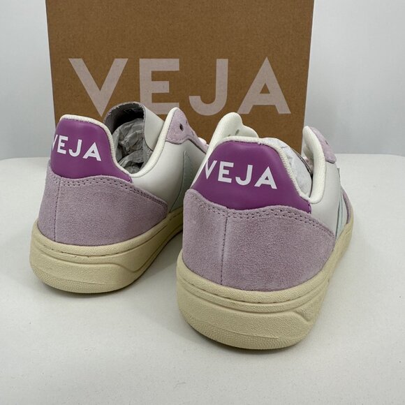 Veja V-10 Leather Sneakers size 8 Women's 39 EU Gravel/Menthol/Parme Trainers - Picture 6 of 12